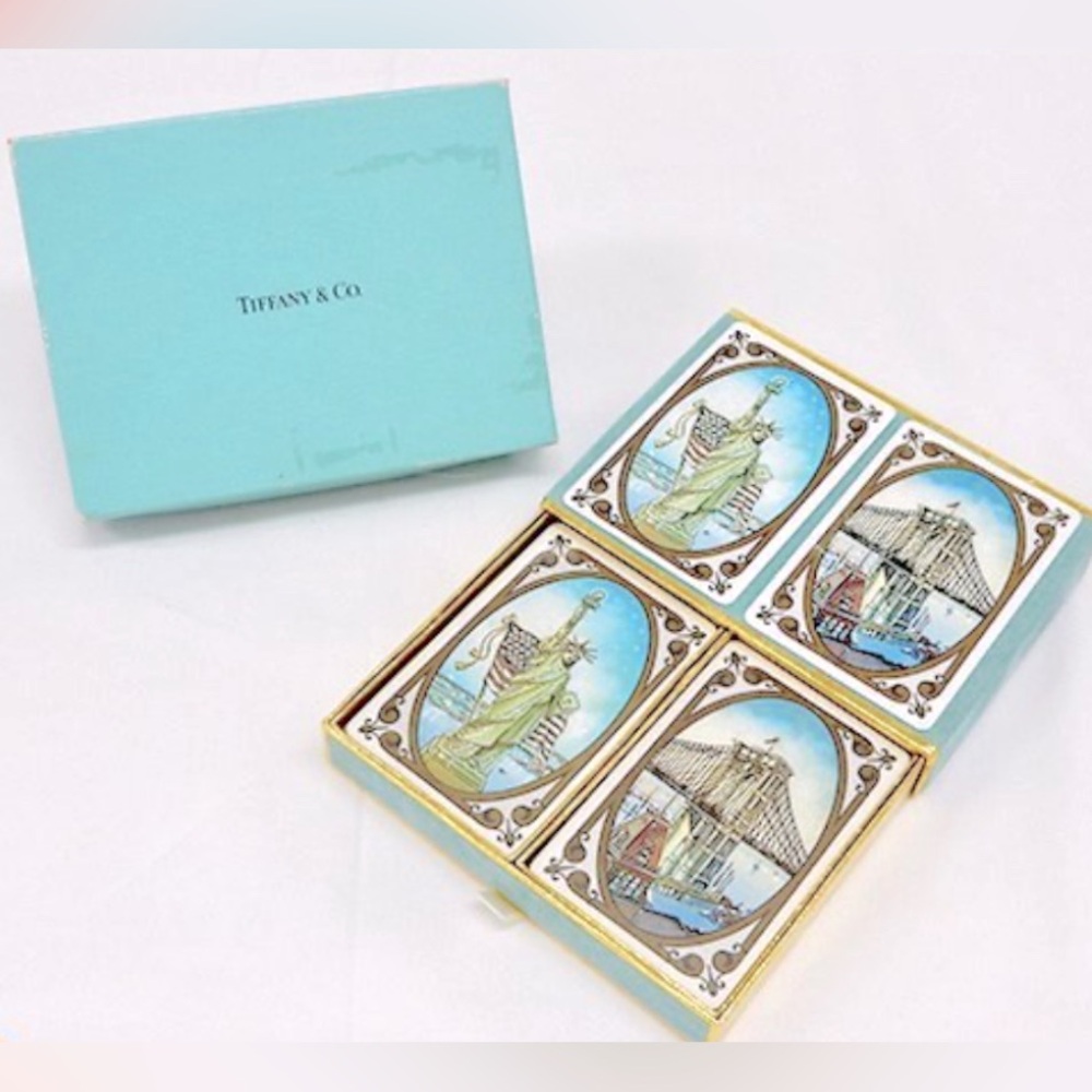 TIFFANY & Co STSUE OF LIBERTY & BROOKLYN BRIDGE PLAYING CARD SET - VINTAGE